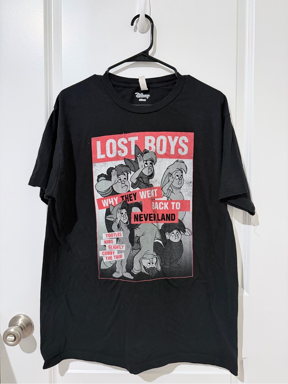 Disney Black Lost Boys Graphic Tee with Red & White Print